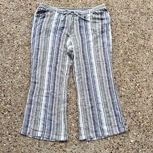 Lane Bryant Wide Leg Linen Blend Striped Beach Pants Size 18/20